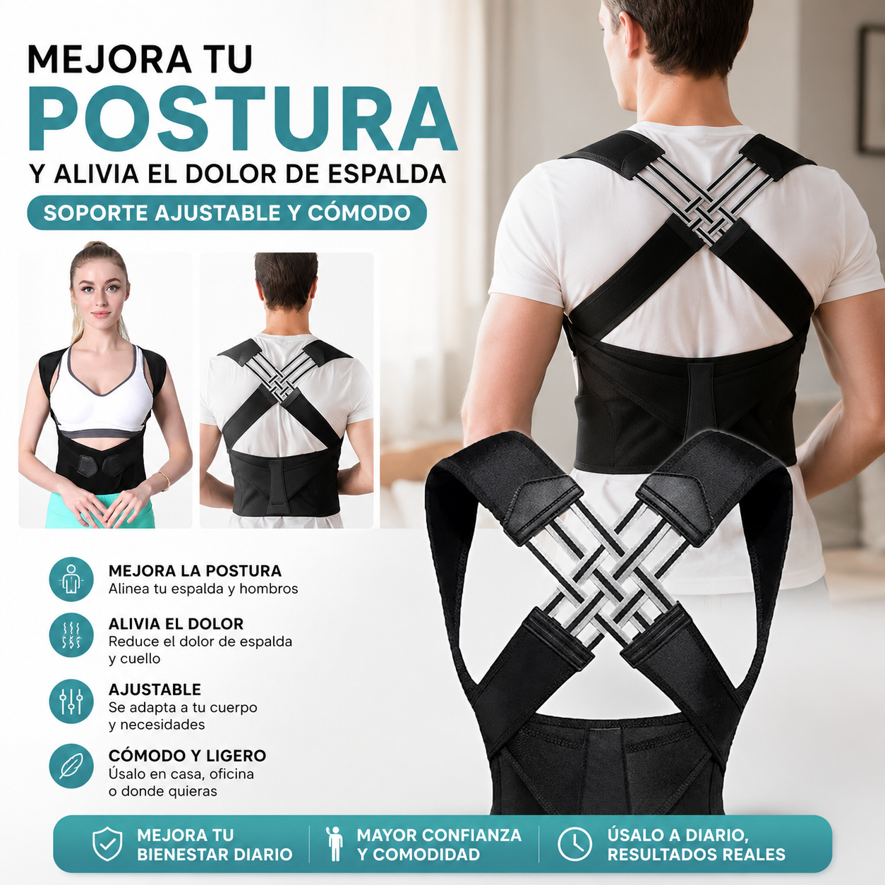 PostureFlex® – Soporte Lumbar de Uso Diario