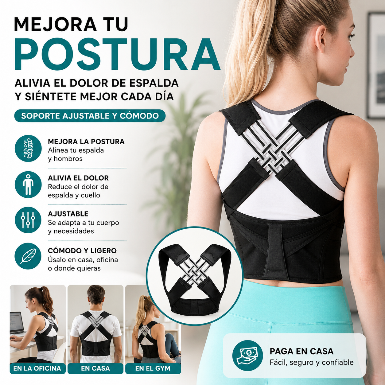 PostureFlex® – Soporte Lumbar de Uso Diario